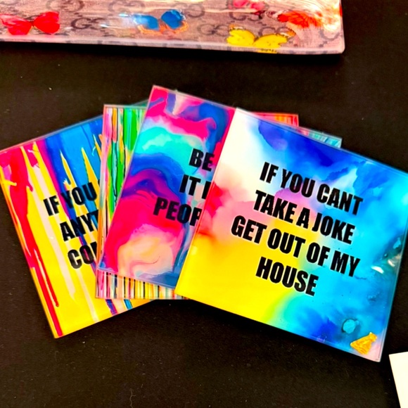 Colorful Quote Coasters Set - Picture 2 of 2